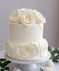 Elegant White Rose Cake